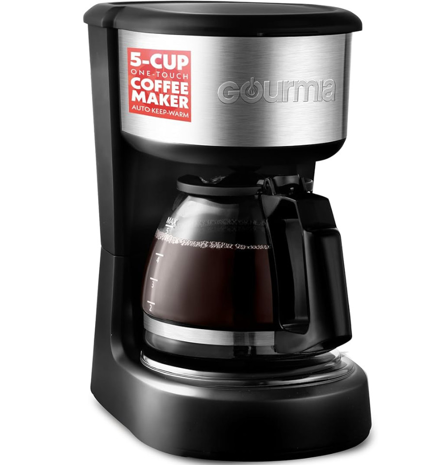 Gourmia 5 Cup Coffee Maker, Pause & Serve, Keep Warm, One-Touch Brew