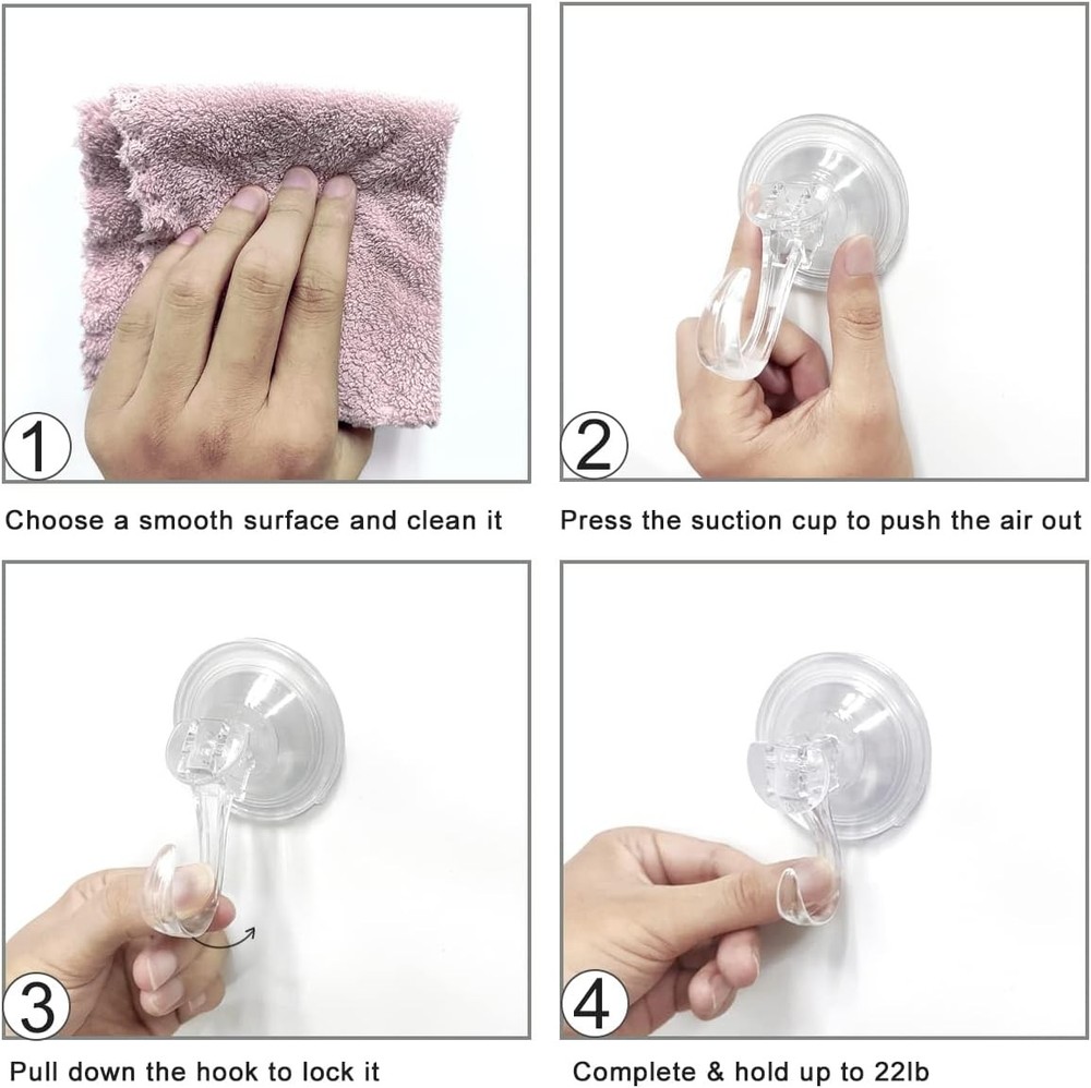2 Pack Suction Cup Wreath Hanger,Large Clear Removable Transparent