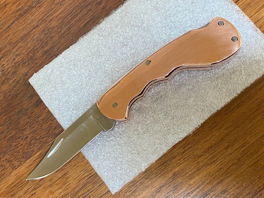 Buck Knife 422 - Vintage (1-Dot) Solid Copper "Thick" Custom Frame **Clean**