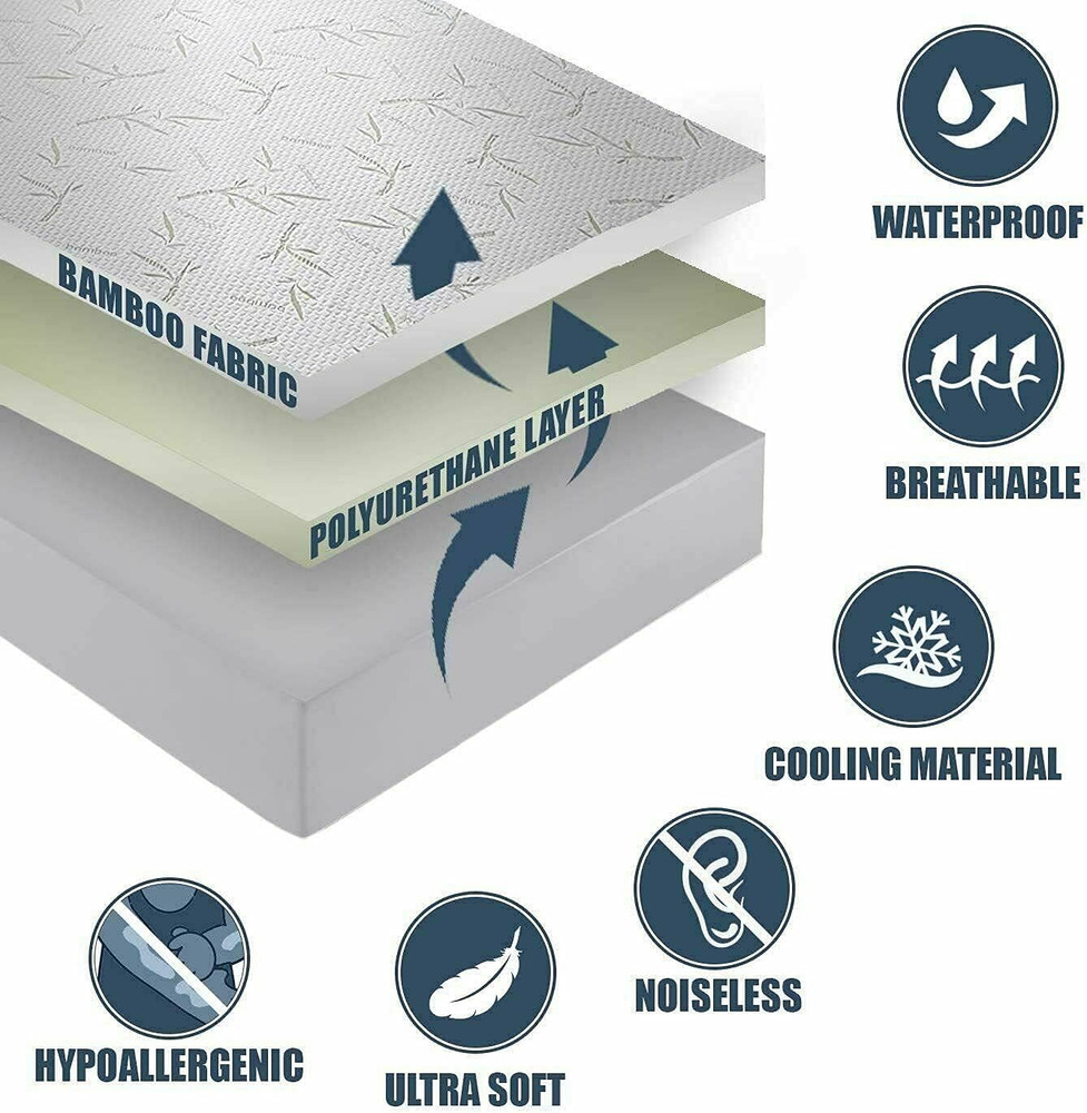 Protector de colchón de bambú con cremallera - 100 % impermeable