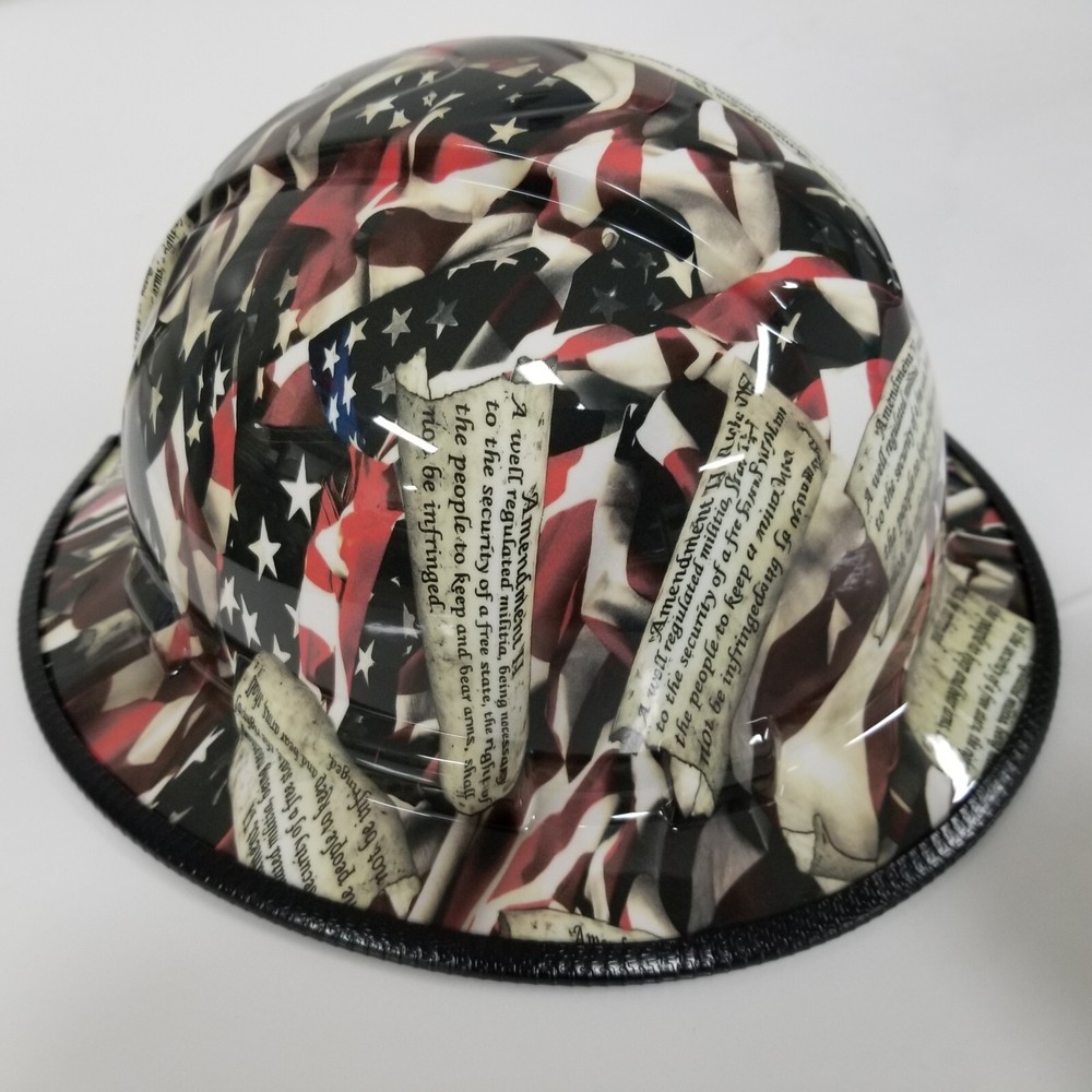 VENTED full brim hard hat custom hydro dipped IN CONSTITUTIONAL AMENDMENTS BG