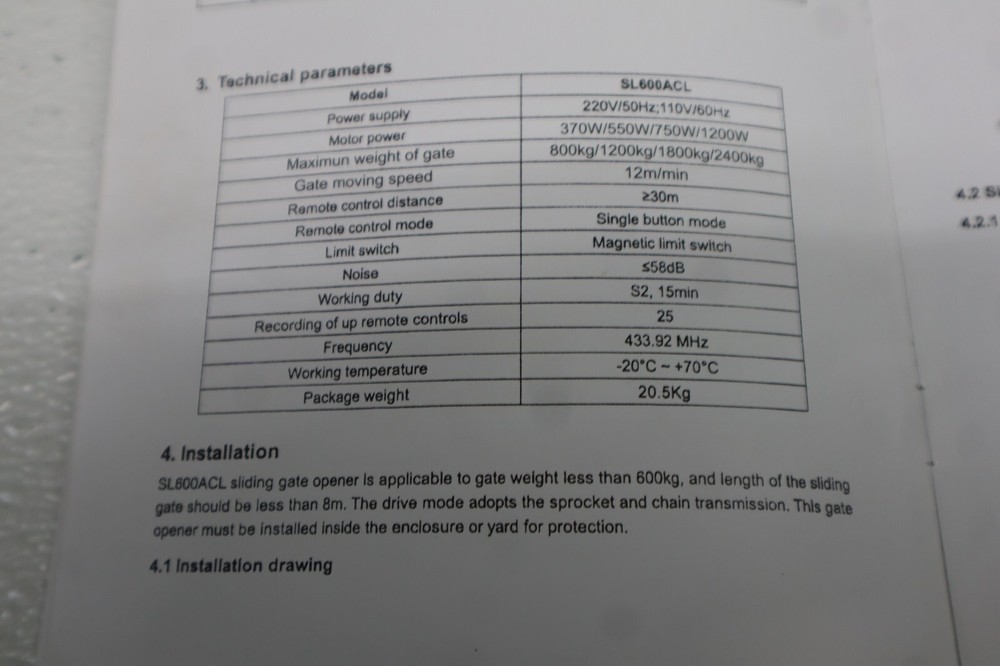 Automatic Sliding Gate Opener kit Electric Model MD370