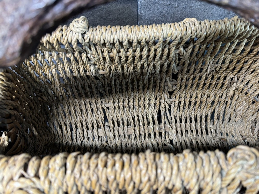 Vintage Boho Wicker Basket With Branch Handle Large UNIQUE