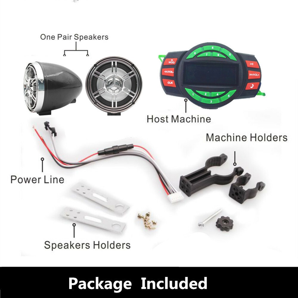 Motorcycle Bluetooth Handlebar Waterproof Speakers Audio System FM Radio MP3