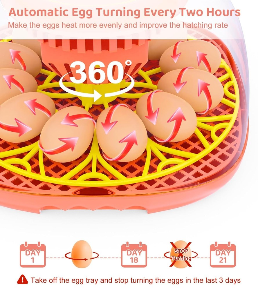 12 Egg Incubator Automatic Temperature Humidity Control Hatching Machine