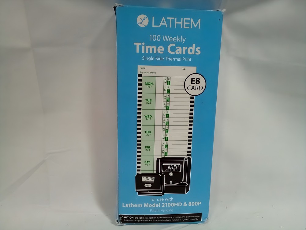 Lathem E8-100 Time Cards 100-Pack Thermal Single Sided