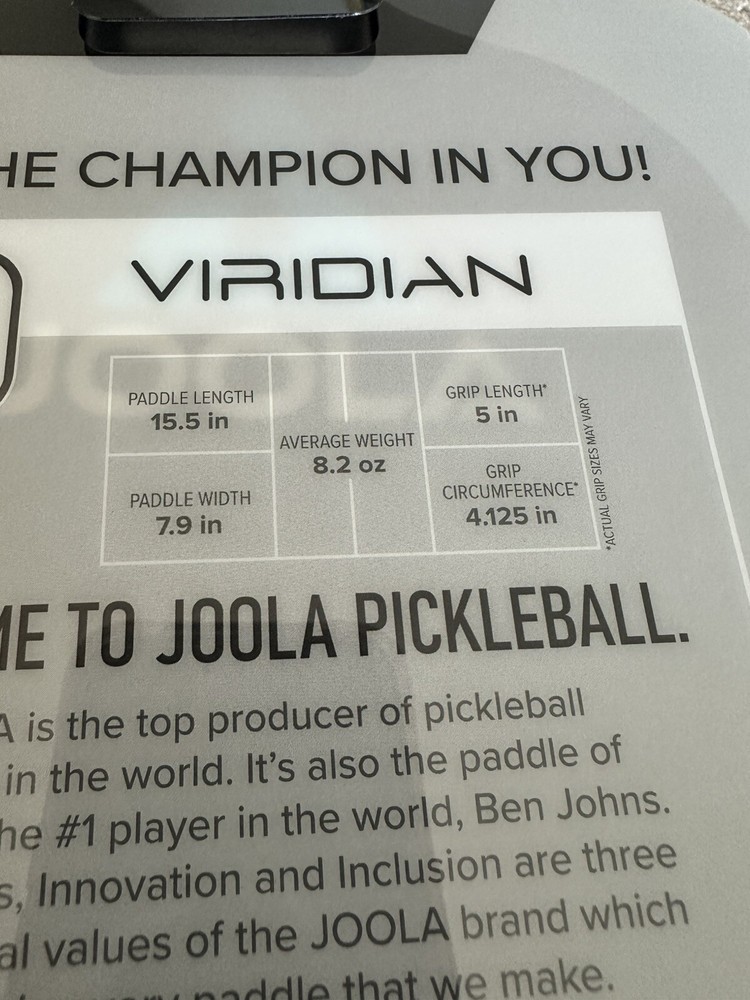Joola Viridian Blue 12MM pickleball paddle