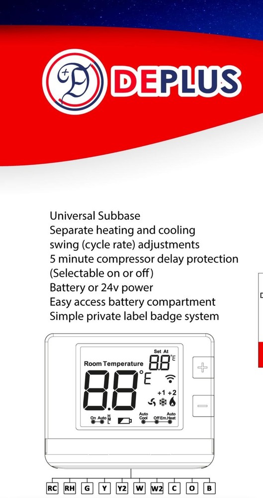 DEPLUS DP-1220 Thermostat Non Programmable Multi Stage 2H/2C