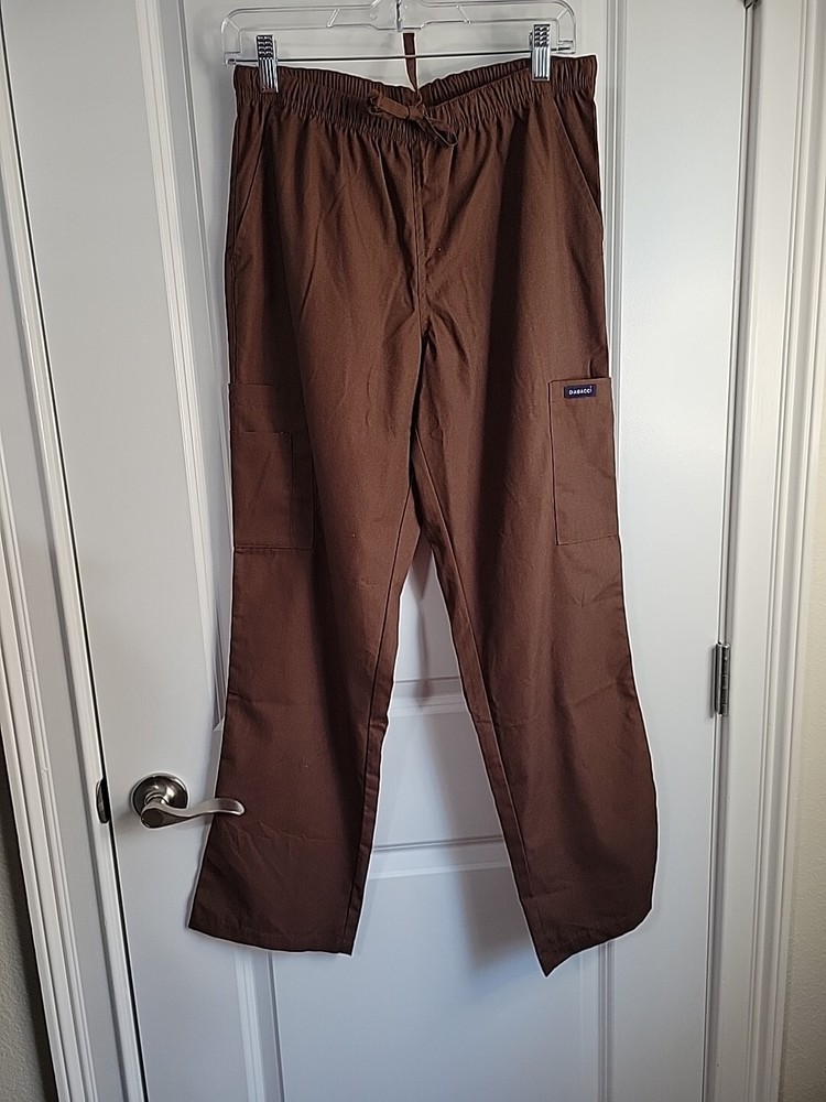 Dagacci Scrubs Top and Bottom Pants Set Brown Women's Small