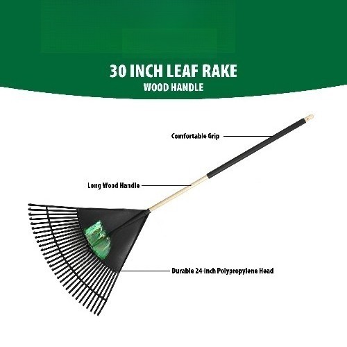 30-inch Wood and Poly Leaf Rake