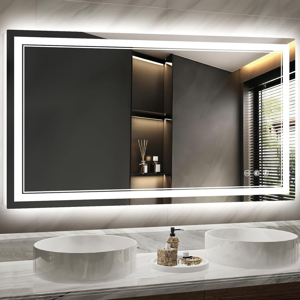 60'' X36'' LED Bathroom Mirror Dimmable Wall Vanity Mirror Vertical & Horizontal