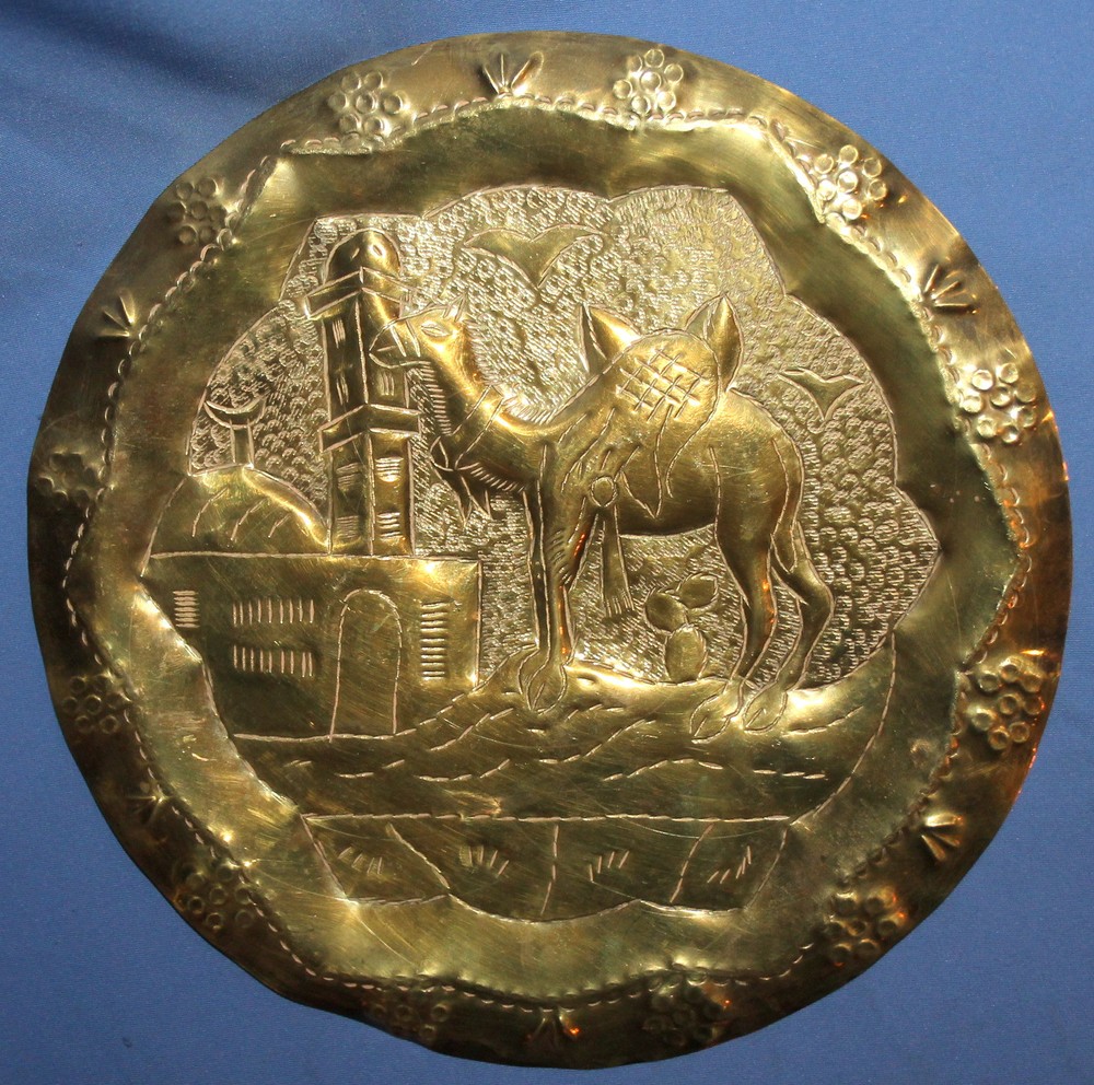 Vintage Arabic Wall Decor Brass Plaque Camel