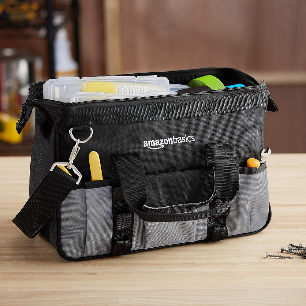 Amazon Basics Durable Wear-Resistant Base, Tool Small Standard Bag with Strap, 1