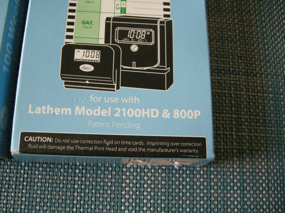 (2) Lathem E8 Time Cards E8-100 Weekly Model 2100HD & 800P - 100 Count One Sided