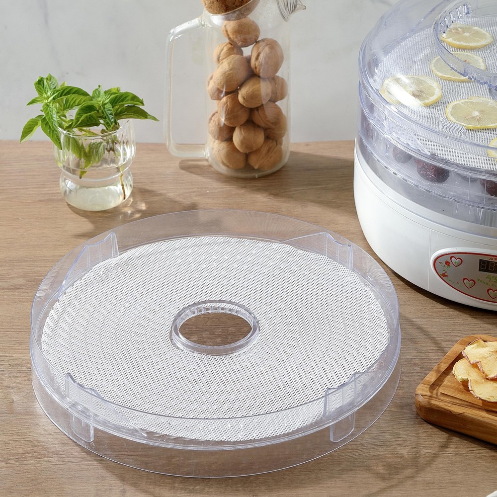 8 Pack Silicone Dehydrator Sheets, 13" Round Tray Large, White