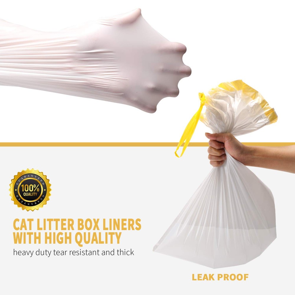 Cat Litter Box Liners, 14 Count Jumbo Extra Durable Large Drawstring Kitty Li...