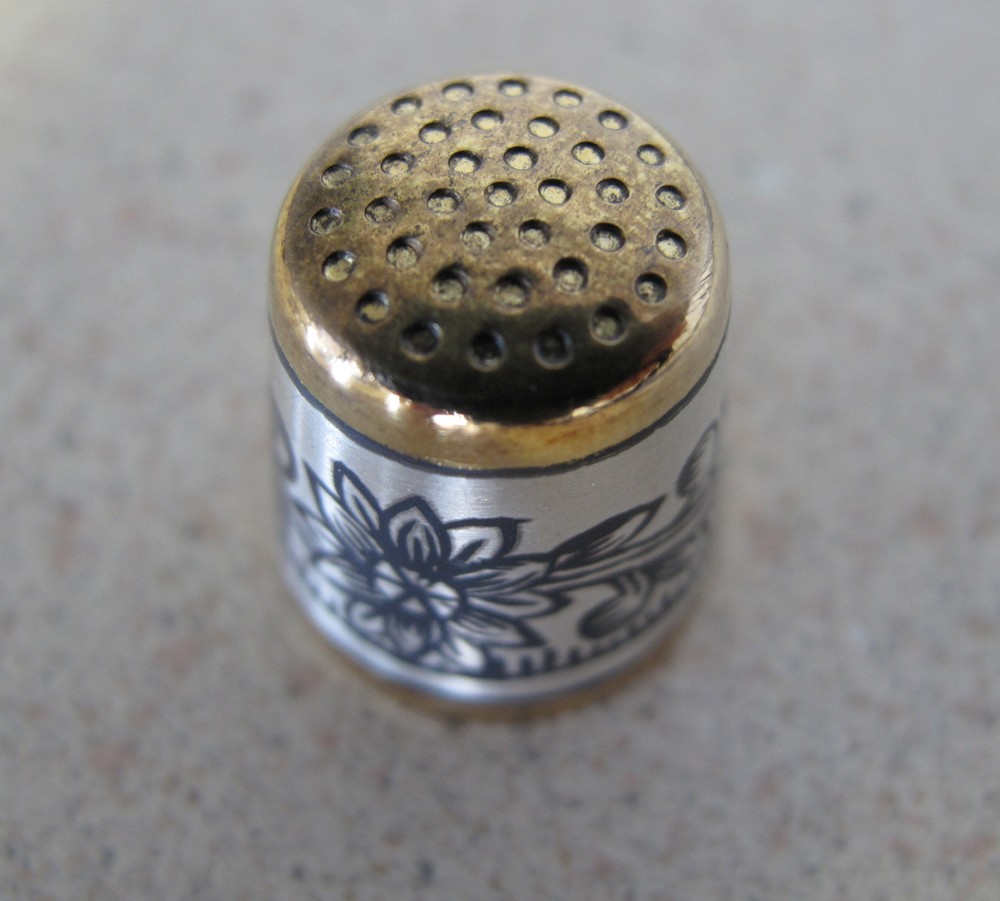 Russian Soviet Thimble sterling silver gold flower 925 Наперсток Серебро