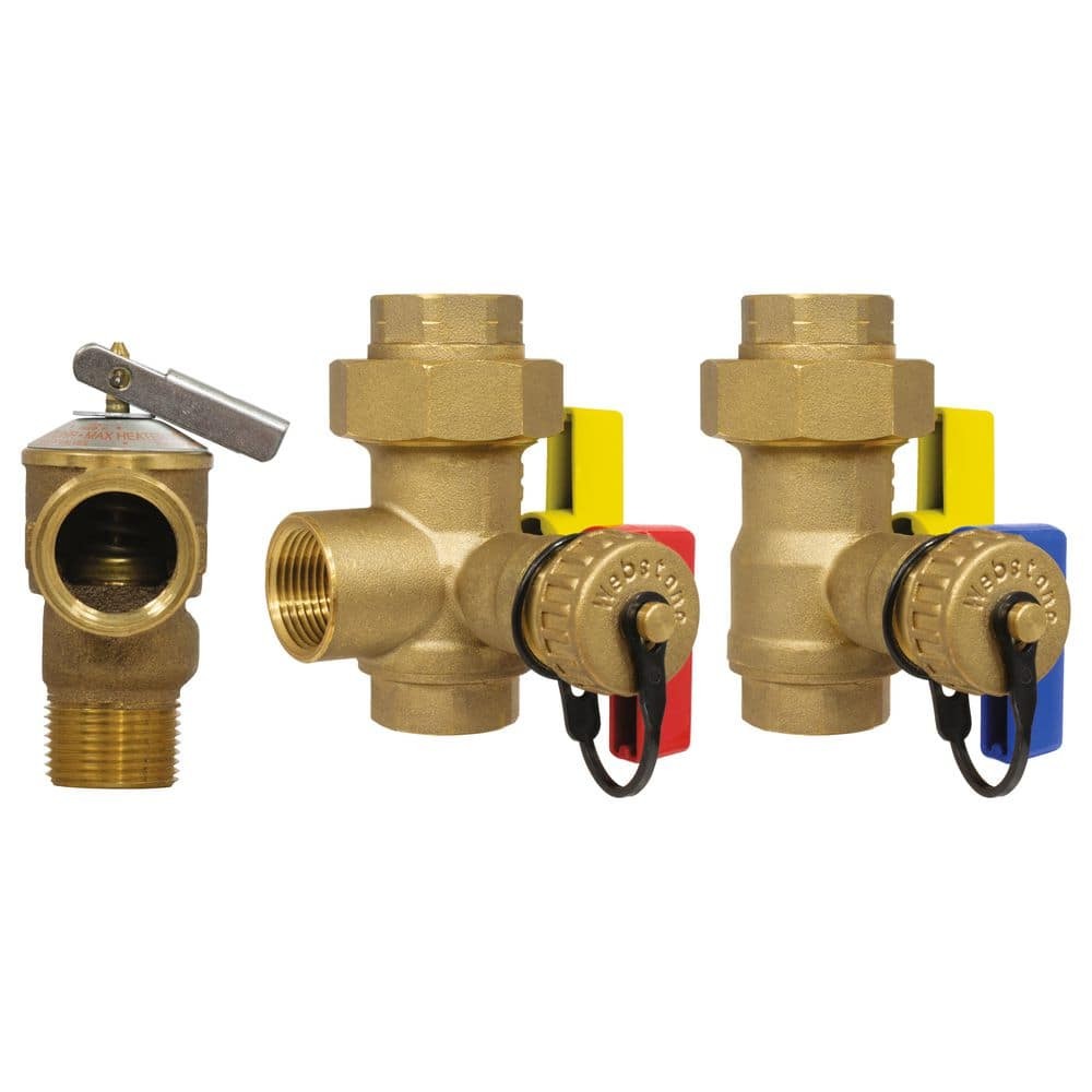 Webstone 3/4 in. EXP Ultra-Compact Tankless Water Heater Valve Kit, Brass Valves