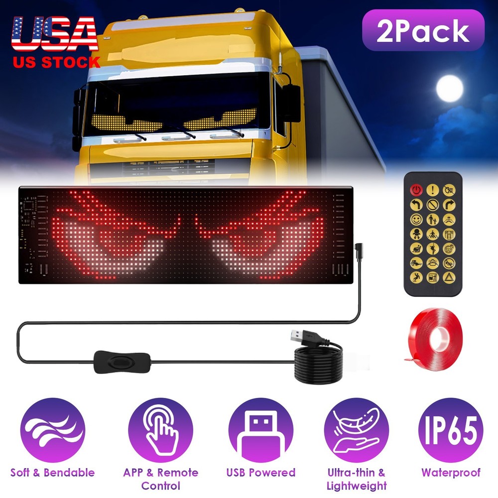 iMountek 2Pack 20x64 Matrix Devil Eyes Lights For Car Ultra-thin Programmable LE