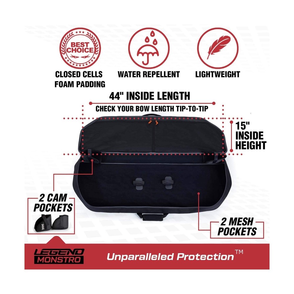 Legend Monstro Professional Soft Compound Bow Case - Travel Archery Case with...