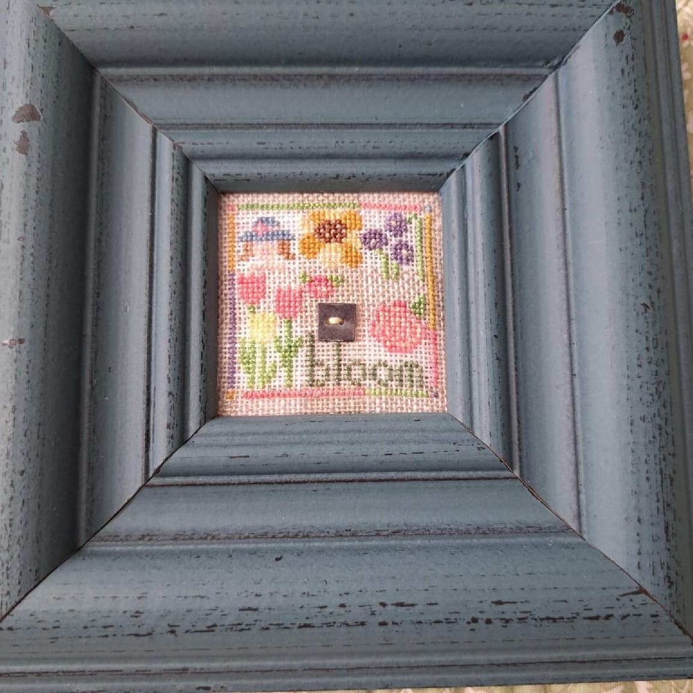 FINISHED & FRAMED Cross Stitch "Mini Gingham-May Bloom"  by Twisted Threads
