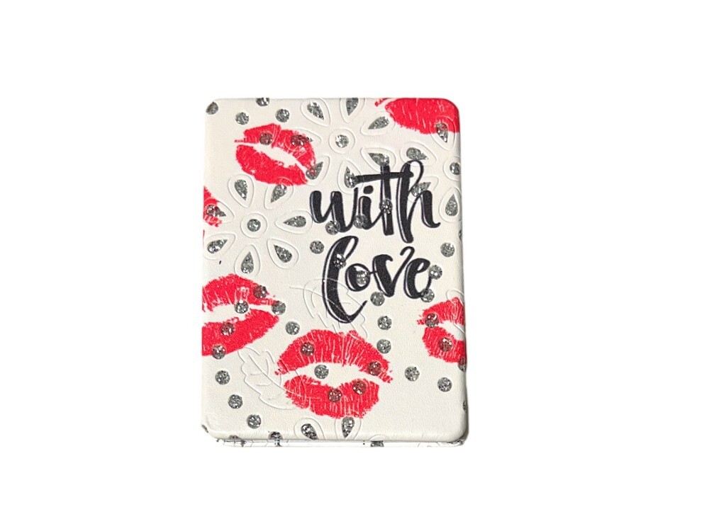 Lips Theme Double Compact Mirror w/ Crystal Stones ~ Great Gift Idea!