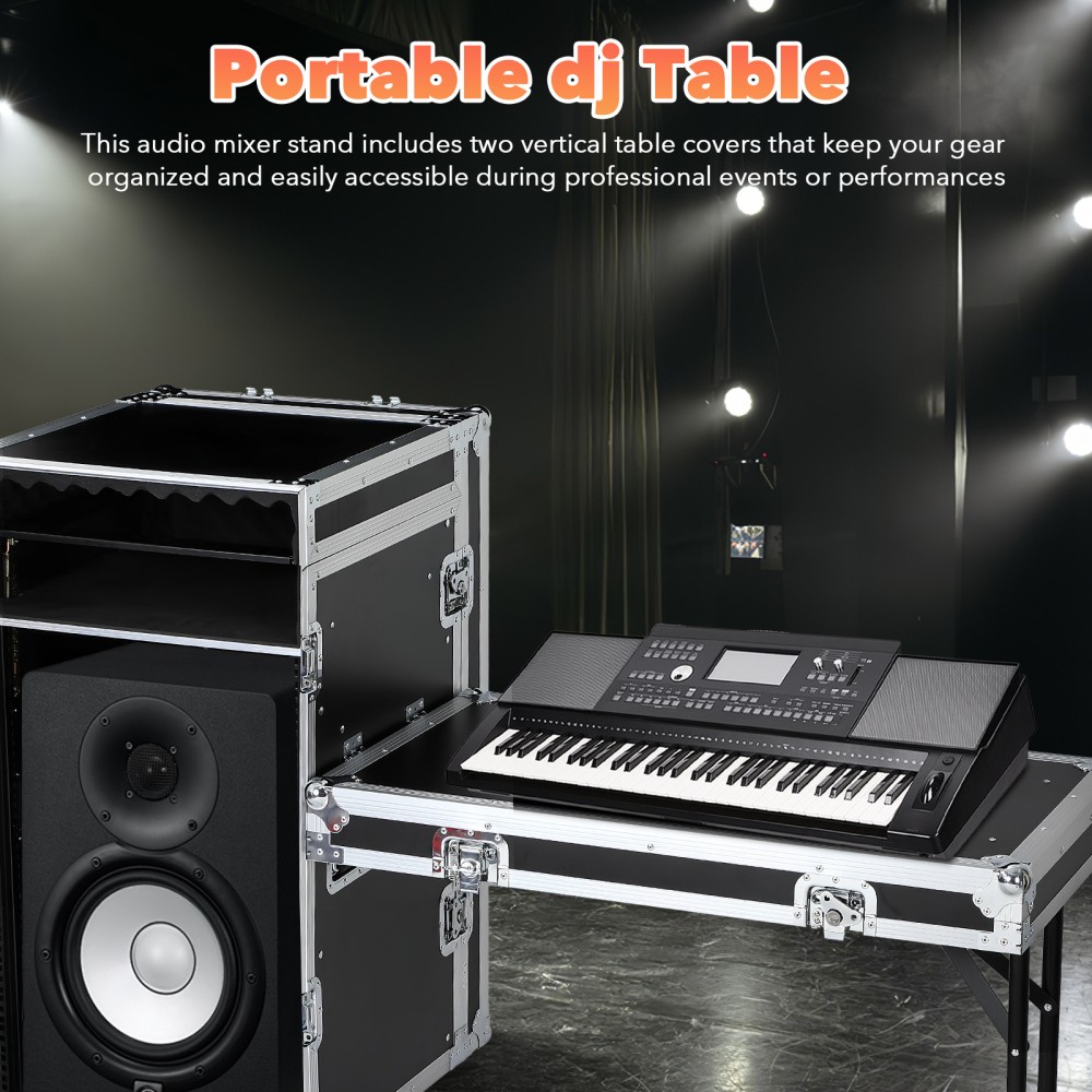 16U DJ Road Case Flight Case Tilted Mixer Stand & Work Table,Studio Rack Cabinet