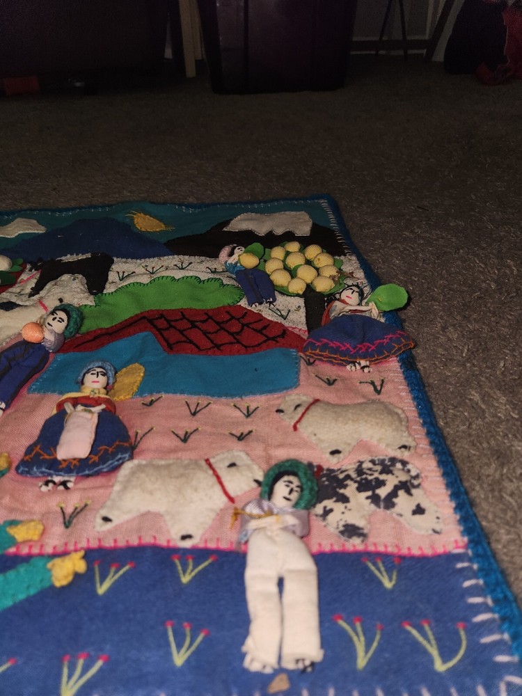 Arpilleras/3D Patchwork Little Doll Peruvian Folk Art Textiles Wall Art