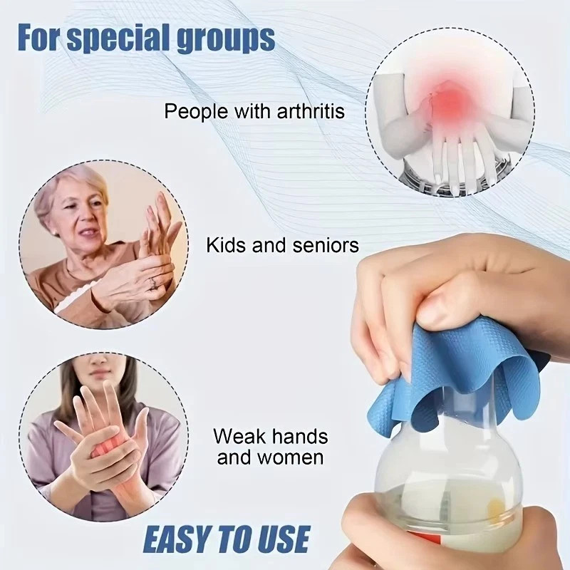 Silicone Jar Opener Gripper Pad for Weak Hands, Low Strength, Arthritis Kitchen