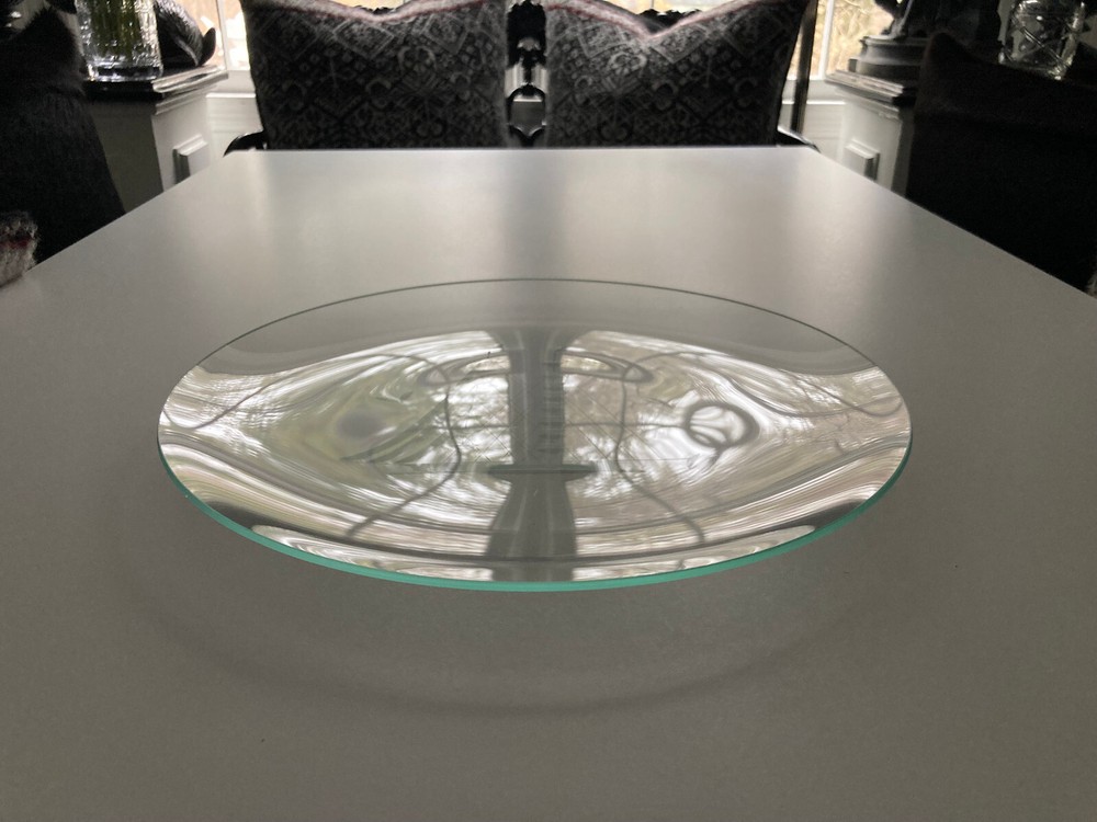 WILLIAMS SONOMA JAVET CRYSTAL ETCH SHIP SERVING PLATTER CAKE PIE PLATE DISH 13.5