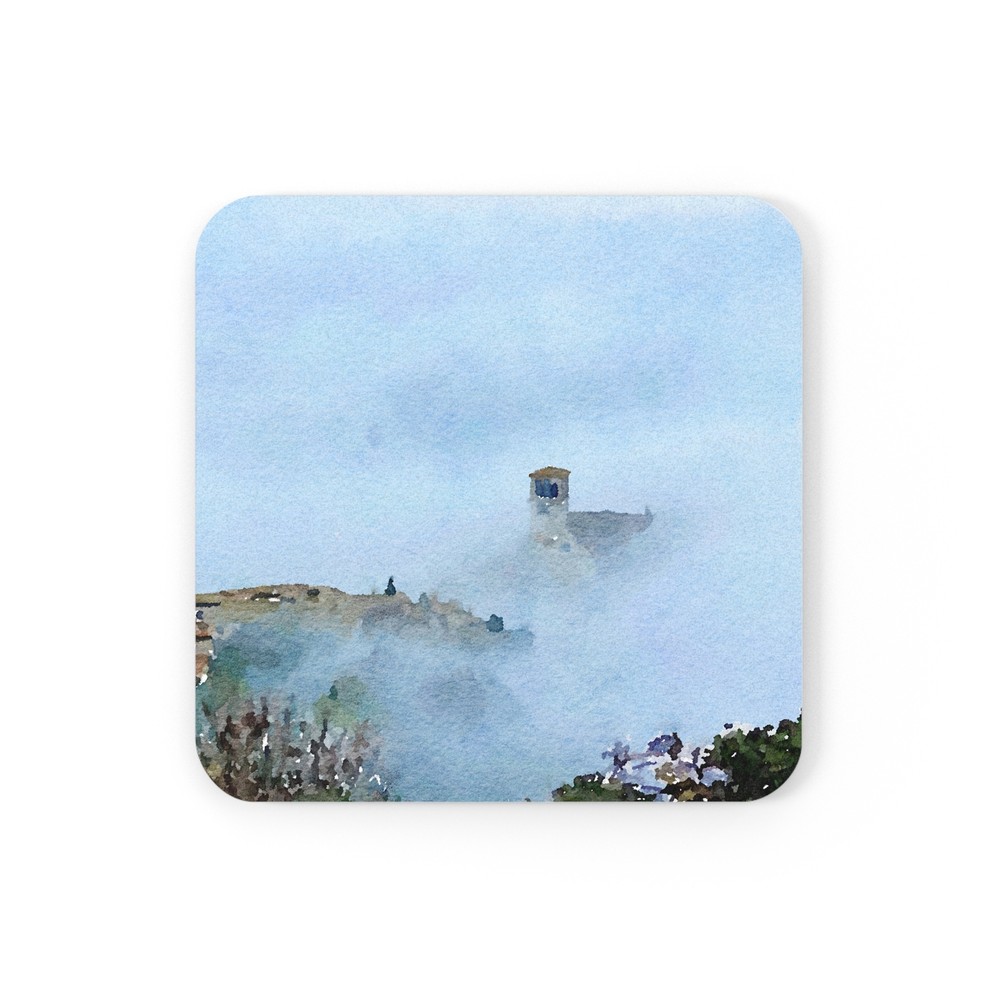 Church in the mist - Cork Back Coaster