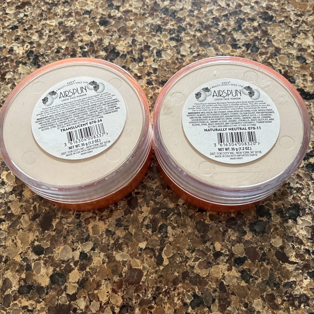 2 COTY Airspun Loose Face Powder Translucent & Neutral Original Formulas HTF
