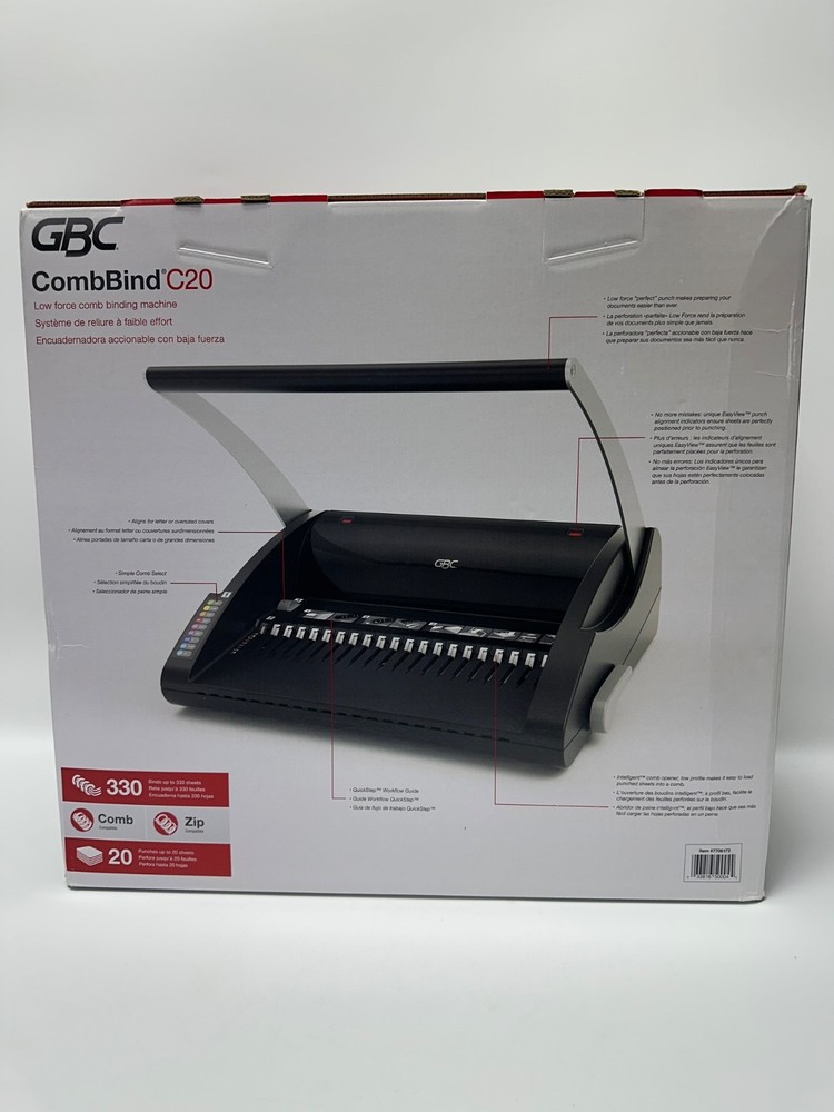 GBC CombBind C20 Binding Machine, Manual, 320 Sheet Binding Capacity, 20 Sheet