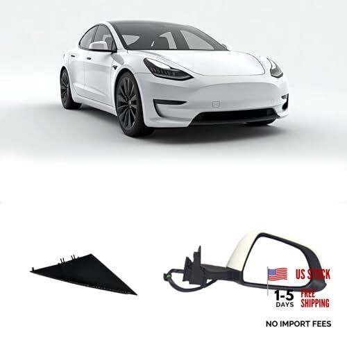 Tesla Model 3 Passenger Side View Mirror Assembly Compatible White With Right