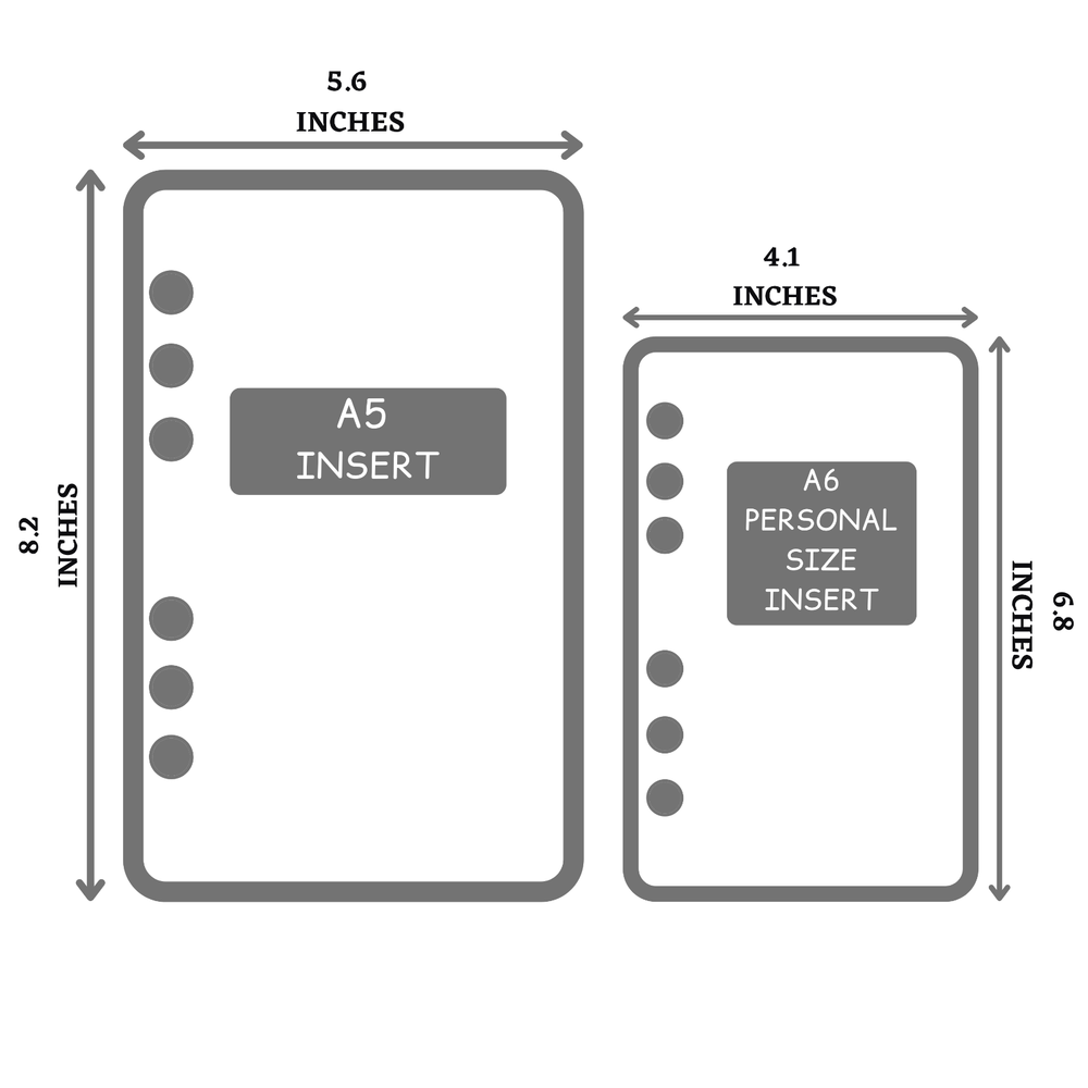 Printed A5 A6 Personal-Size Weekly Planner Insert Refills 50sheets [100Pages]