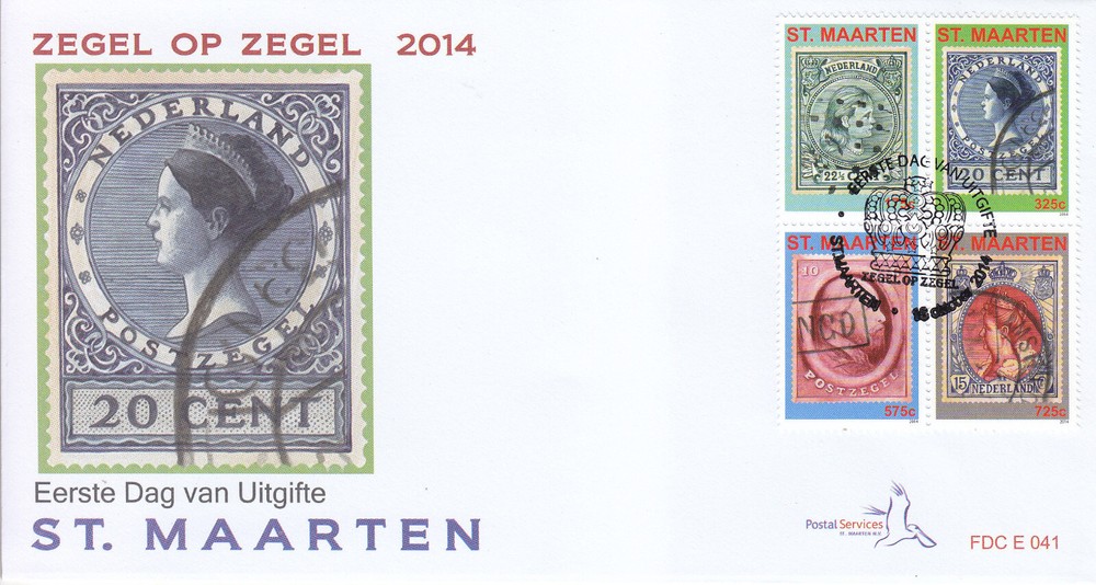 Sint Maarten Issue FDC 2014 (41) Stamp on Stamp