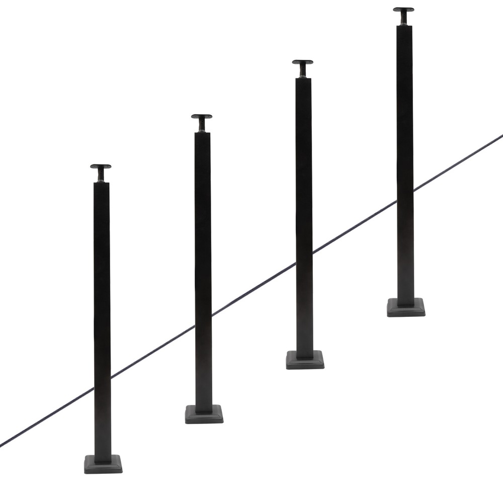 4 Pack Level drilled Cable Railing Post 36"x2"x2" Adjustable Top