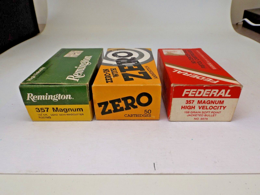 3 Vintage Empty Ammo Boxes Zero, Remington, and Federal -- Three w/Inserts