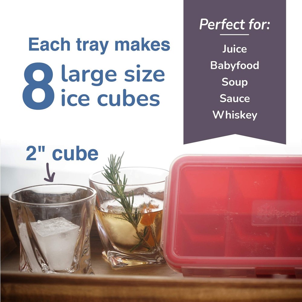 IceTopper Ice Cube Tray with 2 Attached Lids - Easy Release Ice Cube Molds, 1...