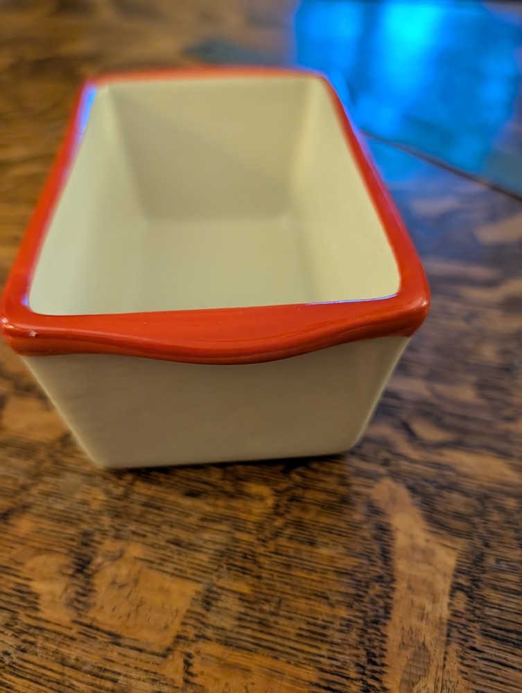 Two Miniature Ceramic Loaf Pans Christmas