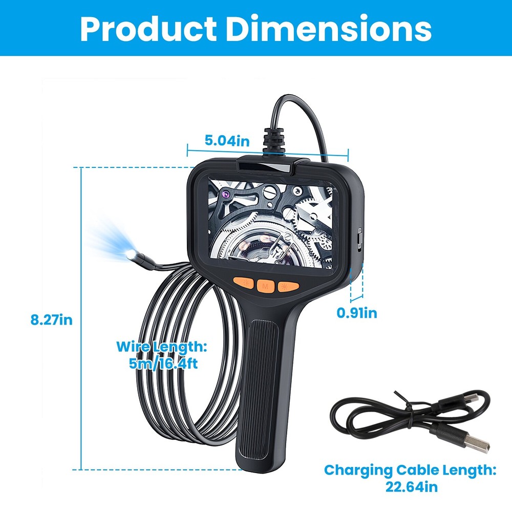 LED Endoscope Borescope HD Inspection Camera Adjustable for Plumbing Automative