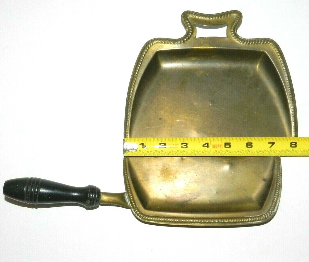 Vintage Antique Brass Crumb Catcher Dustpan & Scraper Wood Handle