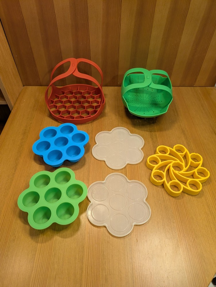 Instant Pot Silicone Accessory Lot - Egg Bite Molds Lifter False Bottom Strainer