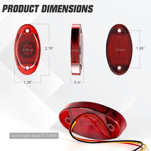 10-Pack LED Trailer Marker Lights Kit Dual Function (Steady & Strobe) Oval Red