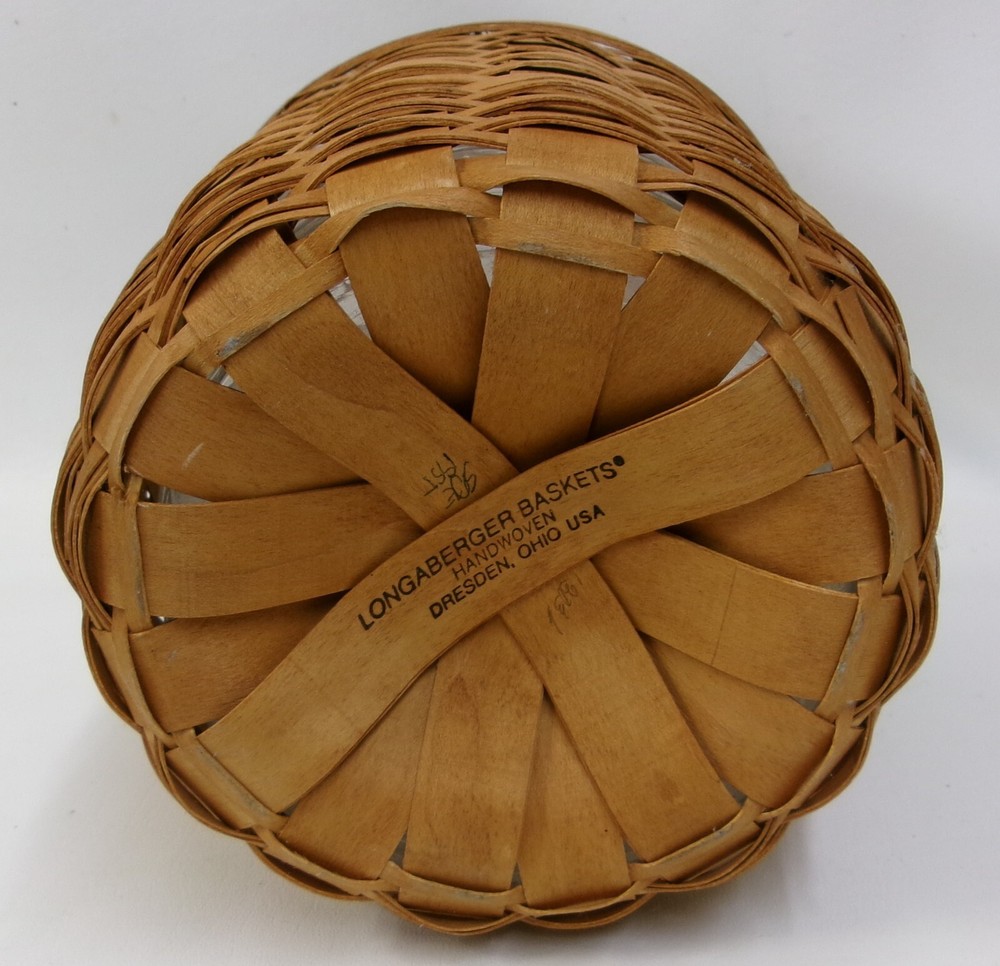 Longaberger 1995 Tall Fruit Basket & Protector Insert Handwoven with Handle