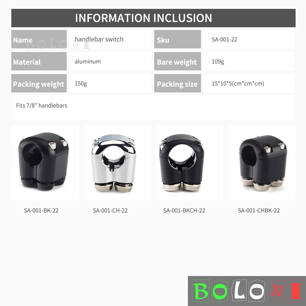 Motorcycle Push Button Controller (Momentary Switch) For Bobber 7/8" Bar