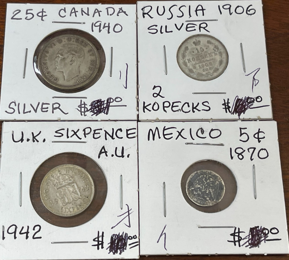 Assorted Early World Foreign 4 Silver Coins Lot High Value