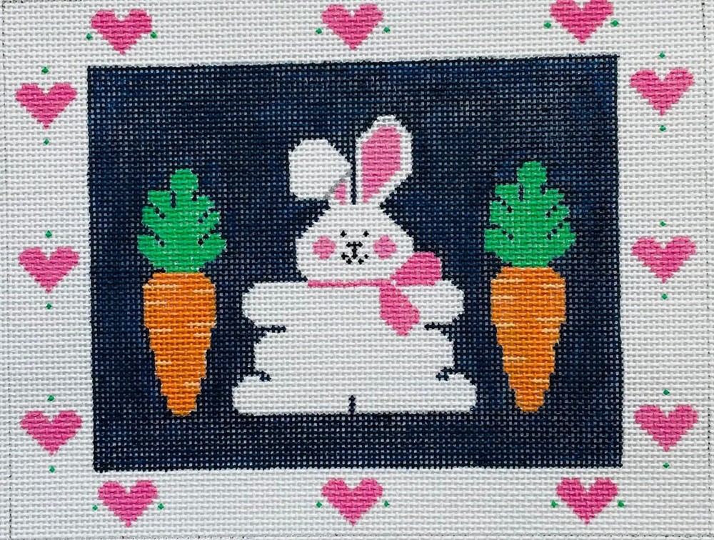 HP  needlepoint, 13 mesh, Easter Bunny with Hearts