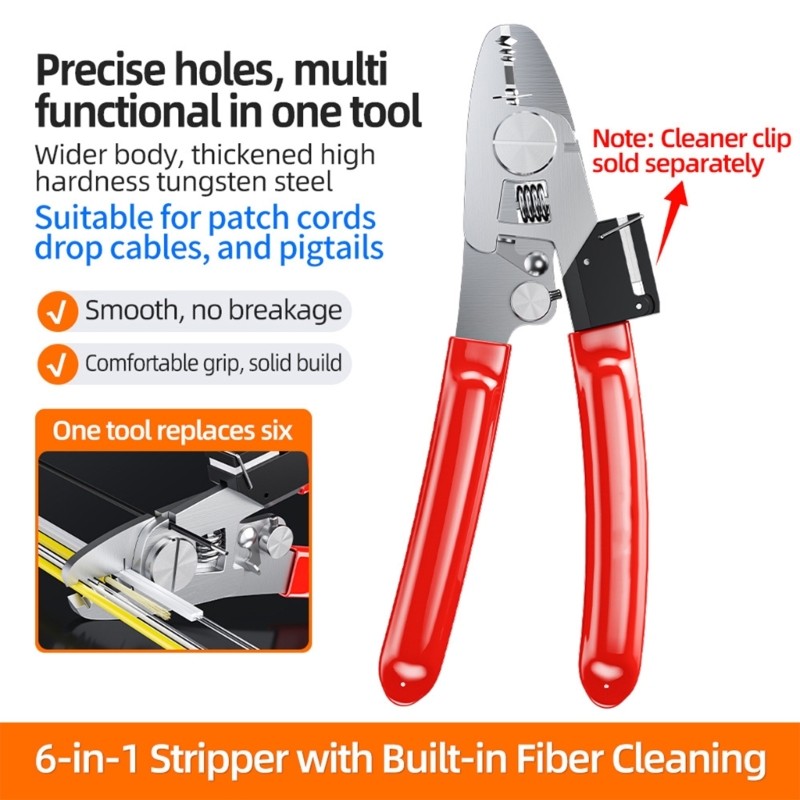 6 Function Fiber Opt Cable Tool With Ergonomic Handle For Telecom Engineers