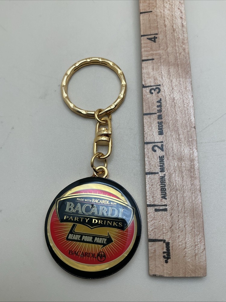 Barcardi Party Drinks Gold Keychain